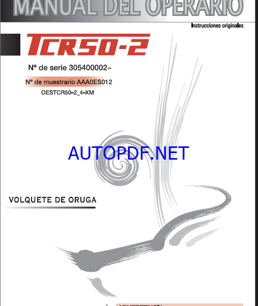 Takeuchi OPERATORS MANUAL TCR50-2 AAA0ES012 SN 305400002-(SPANISH)