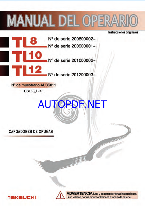 Takeuchi OPERATORS MANUAL TL8-10-12 AU8S011 (SPANISH)