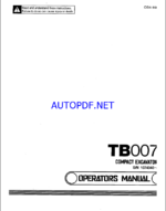 Takeuchi TB007 Compact Excavator Operators Manual (OB4-108E0)