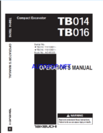 Takeuchi TB014, TB016 Crawler Excavator Operators Manual (AC4E023)