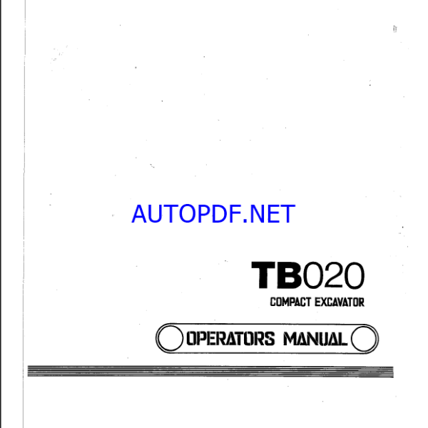 Takeuchi TB020 Compact Excavator Operators Manual (OD3-106E0)