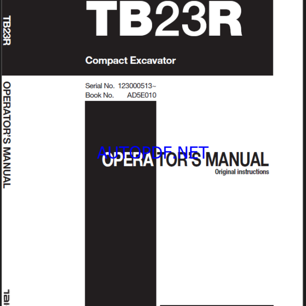 Takeuchi TB23R Compact Excavator Operators Manual (AD5E010)