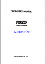 Takeuchi TB25 Compact Excavator Operators Manual