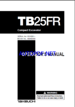 Takeuchi TB25FR Compact Excavator Operators Manual (AE4E000)