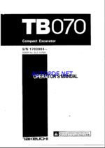 Takeuchi TB070 Compact Excavator Operators Manual (0L1-107E0) (SN 1703004-)