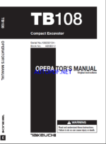 Takeuchi TB108 Compact Excavator Operators Manual (AB5E012)