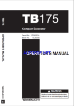 Takeuchi TB175 Compact Excavator Operators Manual (AL3E005)