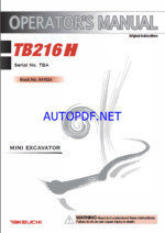 Takeuchi TB216H Mini Excavator Operators Manual
