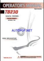 Takeuchi TB230 Mini Excavator Operators Manual (AE8E012)