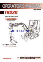 Takeuchi TB230 Mini Excavator Operators Manual (AE8E908)