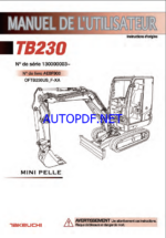 Takeuchi OPERATORS MANUAL TB230 AE8F900 SN 130000003-(FRENCH)