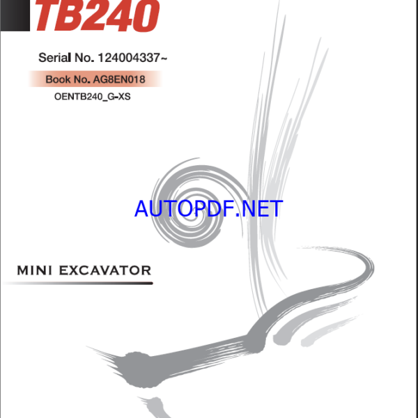 Takeuchi TB240 Mini Excavator Operators Manual (AG8EN018)