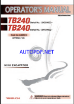 Takeuchi TB240 Mini Excavator Operators Manual (AG9E013)