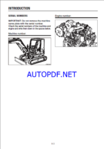 Takeuchi TB260 Mini Excavator Operators Manual (AQ1EN013)