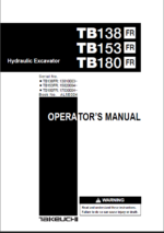 Takeuchi TB138FR, TB153FR, TB180FR Hydraulic Excavator Operators Manual (AL5E004)