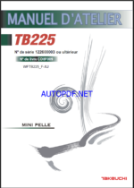 Takeuchi WORKSHOP MANUAL TB225 CD8F009 SN 122600003-(FRENCH)