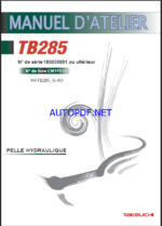 Takeuchi WORKSHOP MANUAL TB285 CM1F012 SN 185000001-(FRENCH)