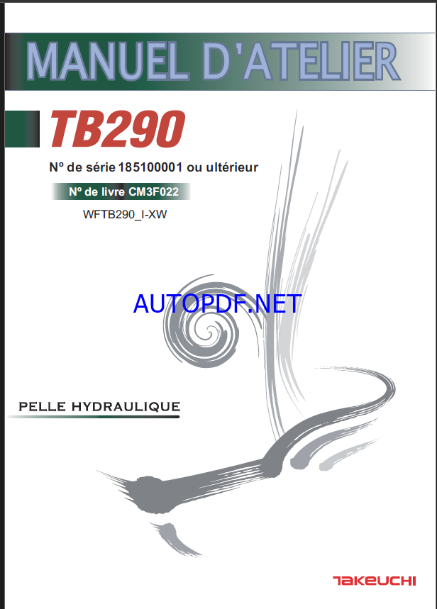 Takeuchi WORKSHOP MANUAL TB290 CM3F022 SN 185100001-(FRENCH)