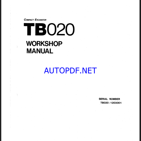 Takeuchi TB020 Compact Excavator Workshop Manual (WD3-101E1)