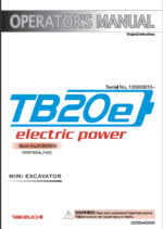 Takeuchi TB20e Electric Power Mini Excavator Operators Manual (AC9EN016)