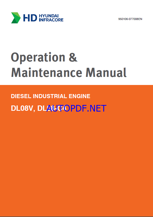 Develon DL08V, DL08-C4 Diesel Industrial Engine Operation and Maintenance Manual (950106-077008EN)