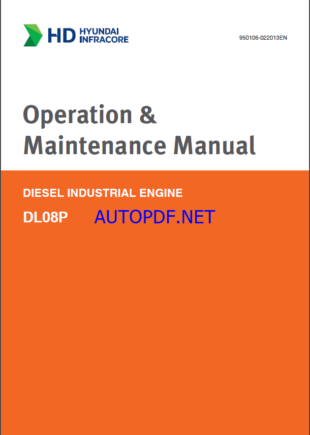 Develon DL08P Diesel Industrial Engine Operation and Maintenance Manual (950106-022013EN)