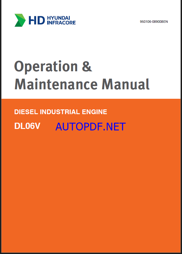 Develon DL06V Diesel Industrial Engine Operation and Maintenance Manual (950106-089008EN)
