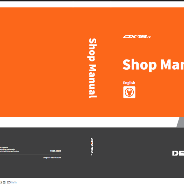 Develon DX19-7 Mini Excavator Shop Manual (95MT-30158)