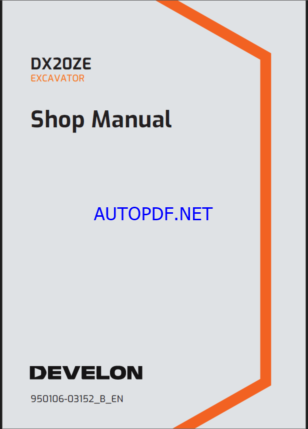 Develon DX20ZE Mini Excavator Shop Manual (950106-03152_B_EN)
