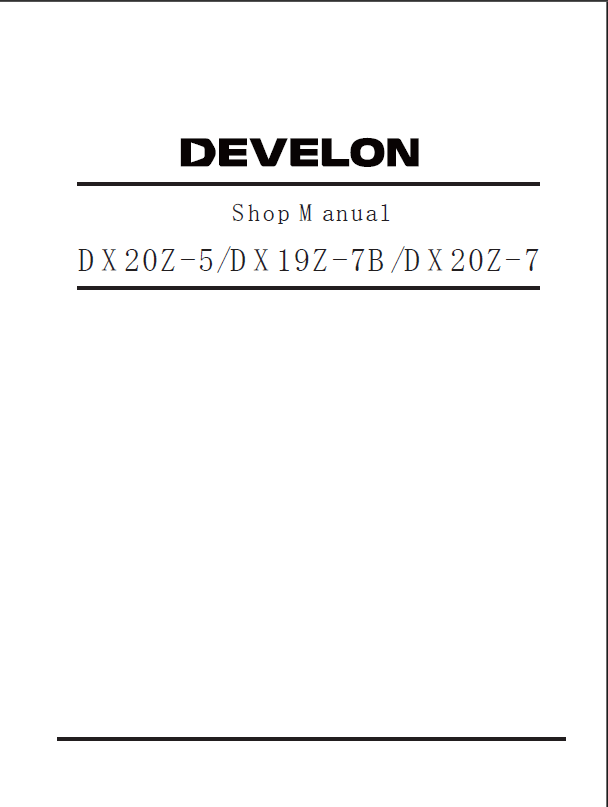 Develon DX20Z-7 Mini Excavator Shop Manual