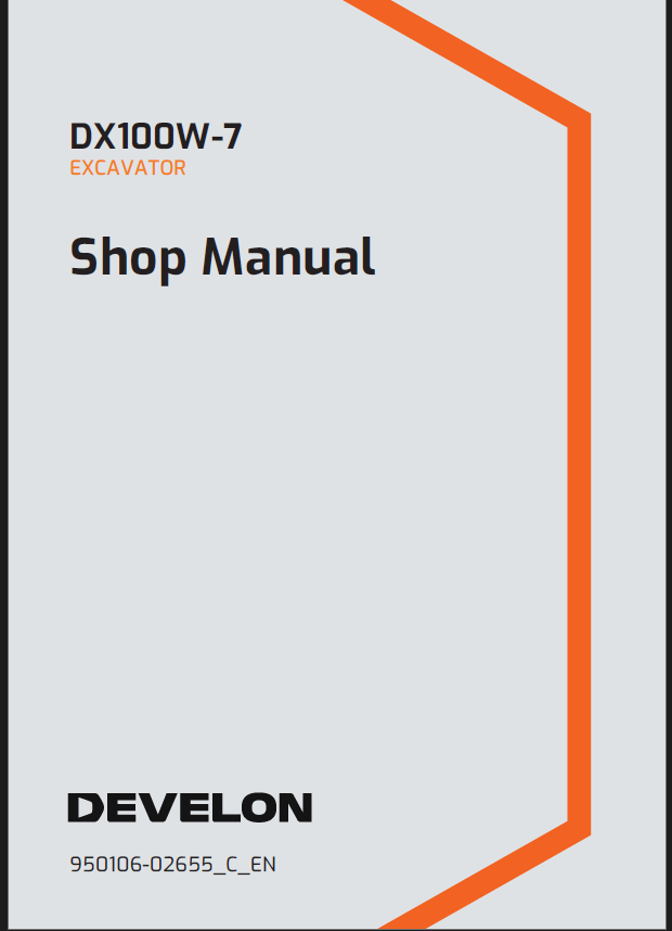 Develon DX100W-7 Wheeled Excavator Shop Manual (950106-02655_C_EN)