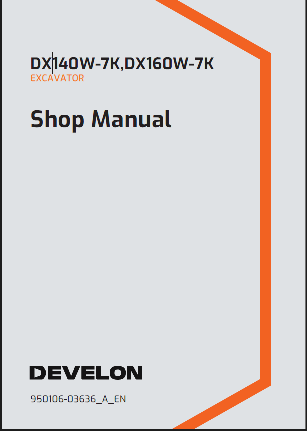 Develon DX140W-7K Wheeled Excavator Shop Manual (950106-03636_A_EN)