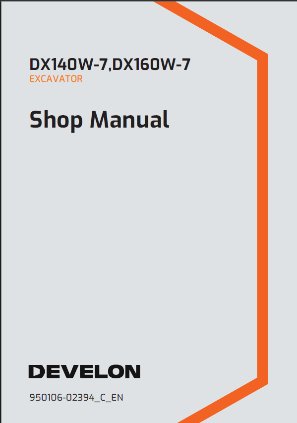 Develon DX140W-7 Wheeled Excavator Shop Manual (950106-02394_C_EN)