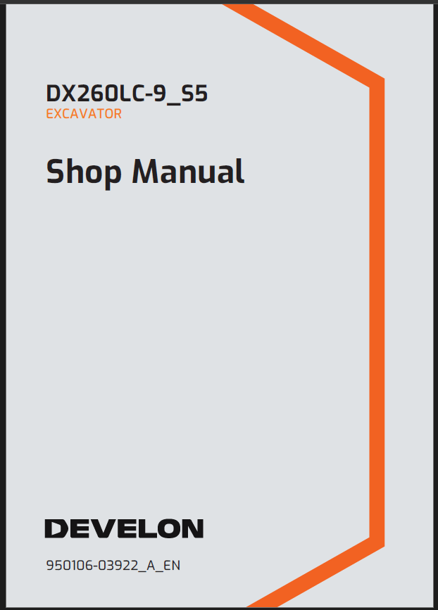 Develon DX260LC-9 S5 Crawler Excavator Shop Manual (950106-03922_A_EN)