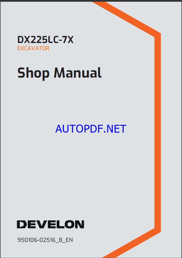 Develon DX225LC-7X Crawler Excavator Shop Manual (950106-02516_B_EN)