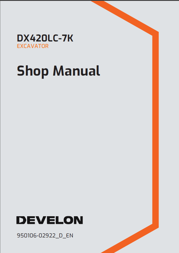 Develon DX420LC-7K Crawler Excavator Shop Manual (950106-02922_D_EN)