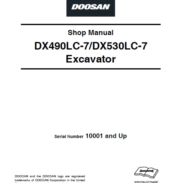Develon DX490LC-7 Crawler Excavator Shop Manual (950106-02204BE)