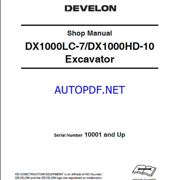 Develon DX1000HD-10 Hydraulic Excavator Shop Manual (950106-02428DE)