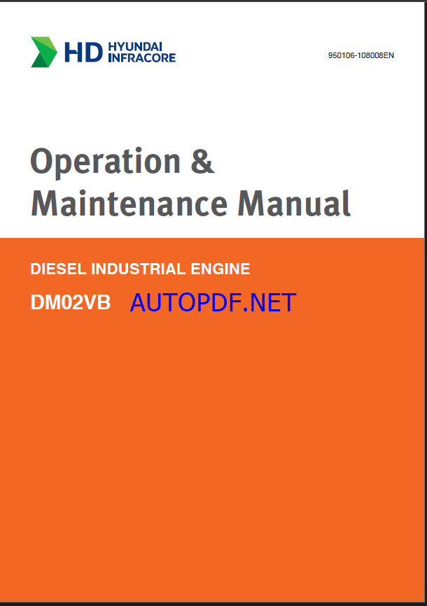 Develon DM02VB Diesel Industrial Engine Operation and Maintenance Manual (950106-108008EN)