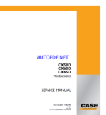 Case CX58D, CX60D, CX65D Mini Excavator Service Manual (91883487) (July 2024)