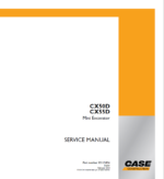 Case CX50D, CX55D Mini Excavator Service Manual (92115826) (February 2024)
