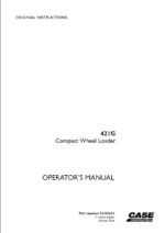 Case 421G Compact Wheel Loader Operators Manual (92295615) (October 2024)