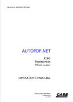 Case 521G Touchscreen Wheel Loader Operators Manual (92259051) (June 2024)