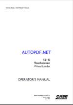 Case 521G Touchscreen Wheel Loader Operators Manual (92257232) (June 2024)