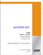 Case 580N Loader Backhoe Service Parts Catalogue (675710720PC) (September 2024)