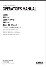 Case 580N, 580SN, 580SN WT, 590SN Tier 4B Final Tractor Loader Backhoe Operators Manual (90429190) (November 2020)