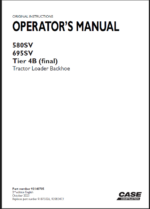 Case 580SV, 695SV Tier 4B Final Tractor Loader Backhoe Operators Manual (92140705) (October 2023)