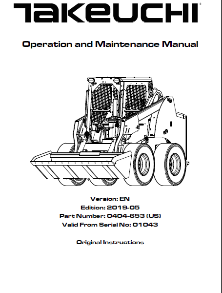Takeuchi TS80R2 Operation and Maintenance Manual (0404-653)