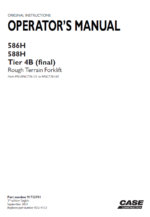 Case 586H, 588H Tier 4B Final Rough Terrain Forklift Operators Manual (91732701) (September 2021)