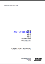 Case 621G, 721G, 821G, 921G Touchscreen Wheel Loader Operators Manual (91762291) (July 2022)